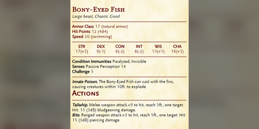 Cover image for Fish DND Statblock Generator