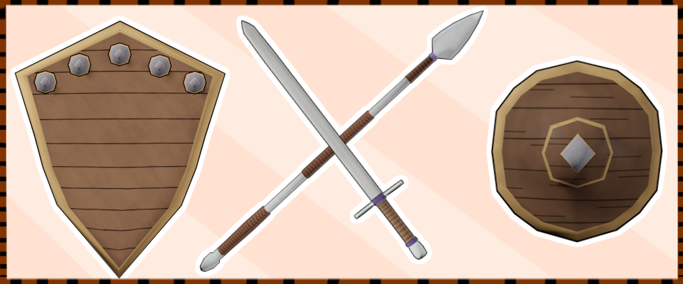 Sword, Shield, and Spear 3D Weapon's Pack