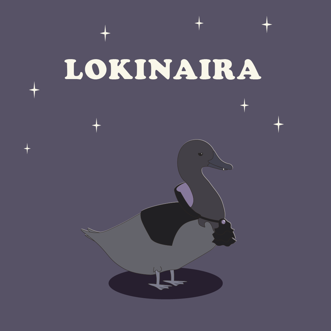 Our Developer and UI Artist Lokinaira as a black duck in vampire costume