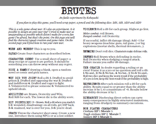 BRUTES   - A solo rpg about war / A futile experiment 