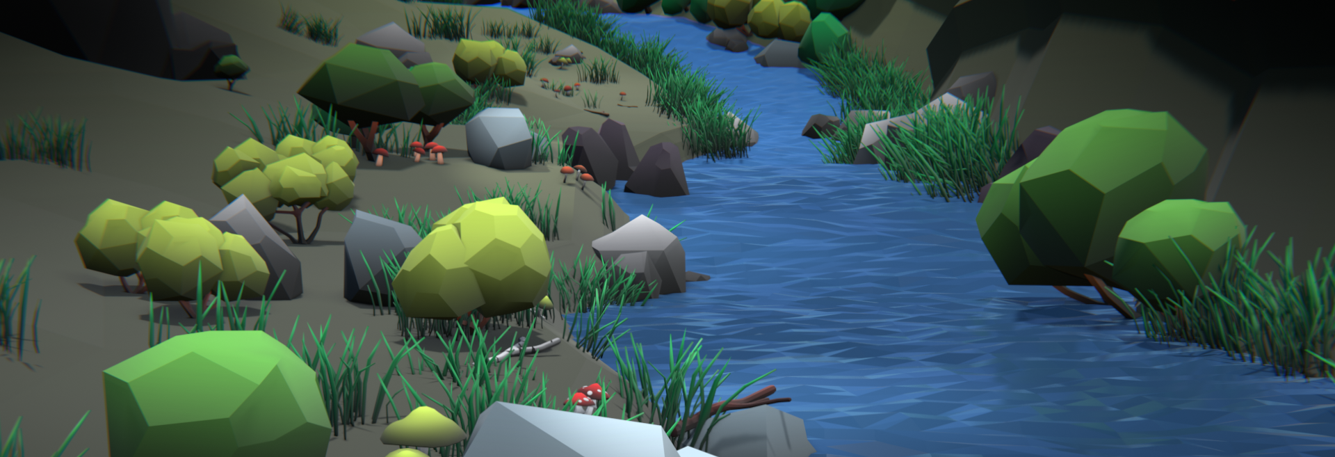 Forest Ground Essentials: Low Poly Bushes, Branches & More