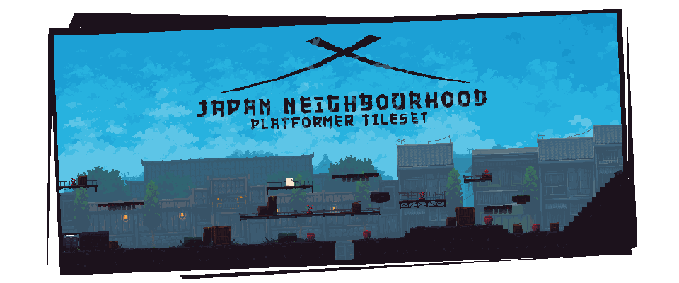 Japan Neighborhood - Pixel Art Platformer Tileset