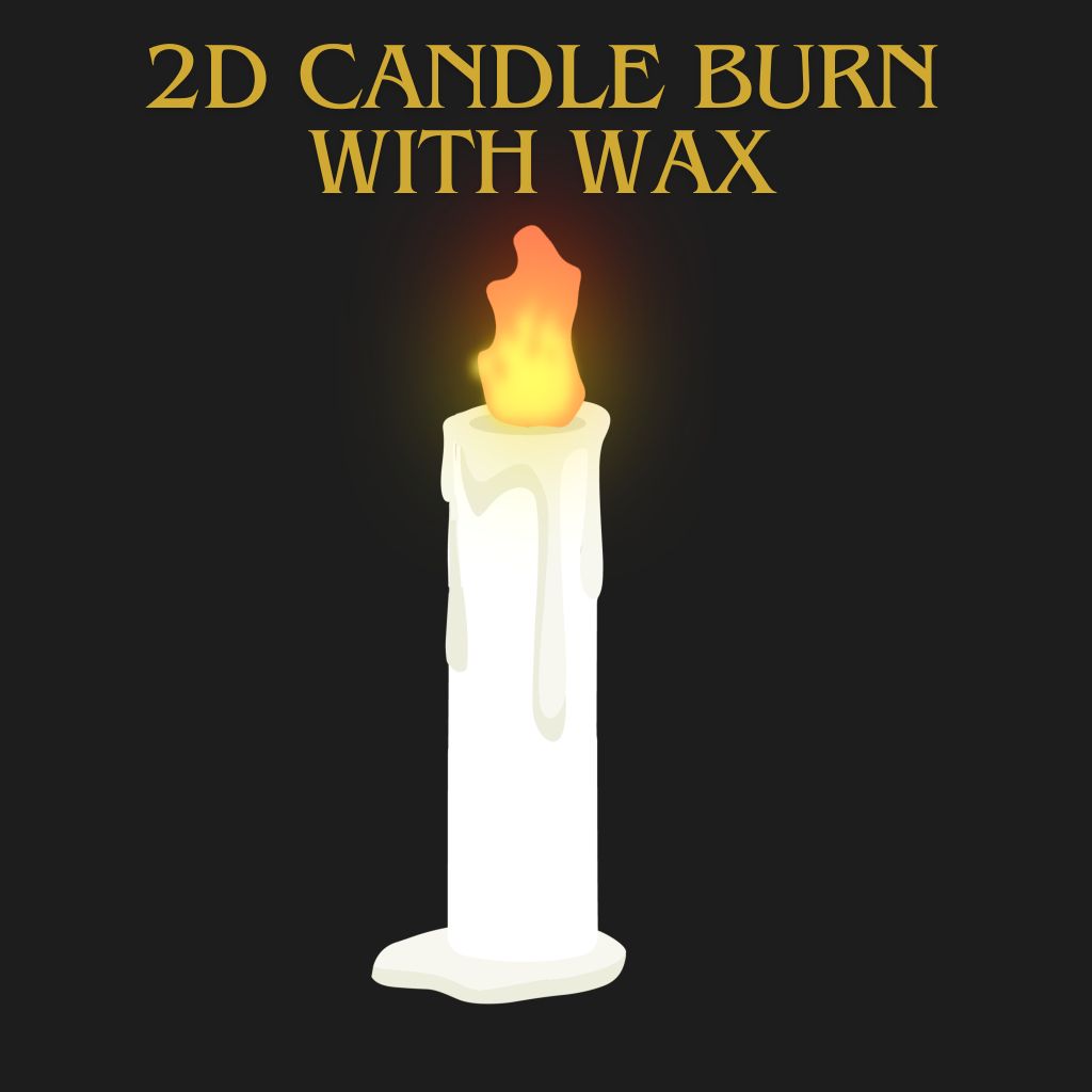 Candle burning with melted wax by fireMageStudio
