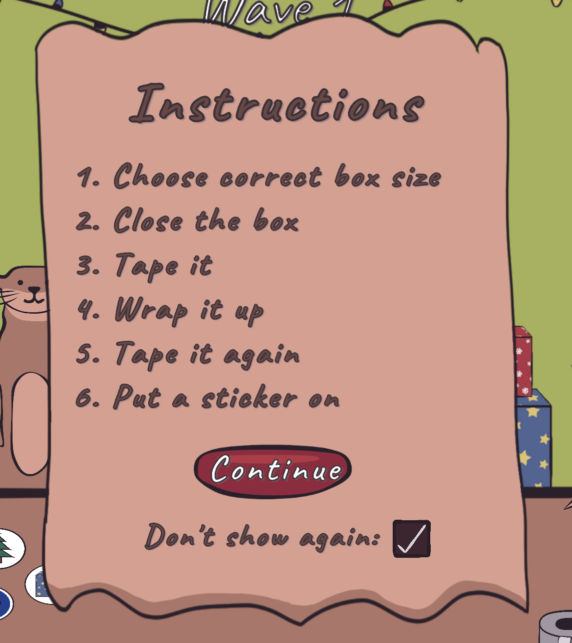 The instructions page