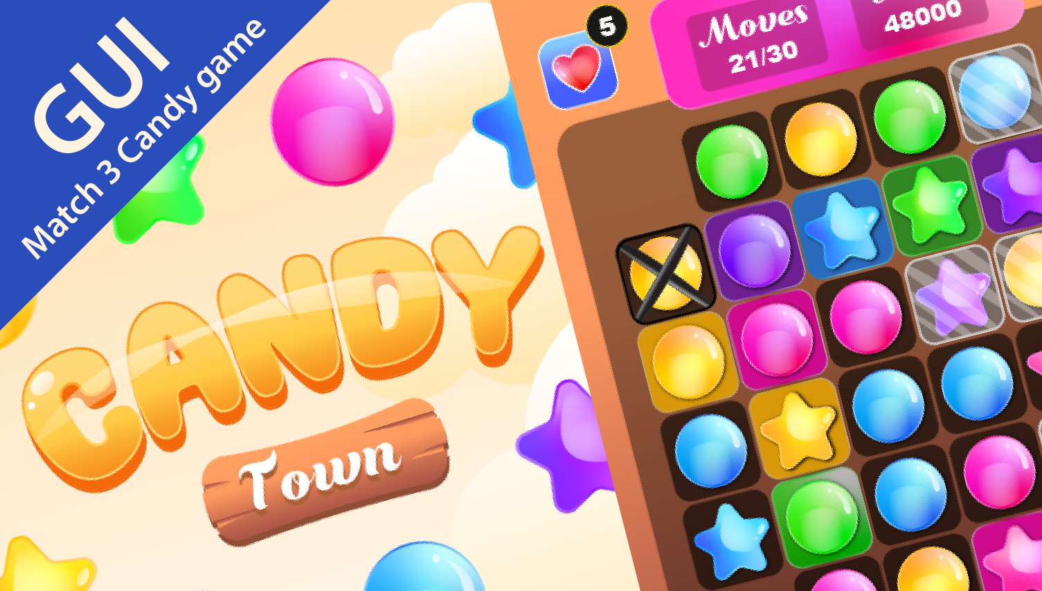 Match 3 Candy Game UI Pack