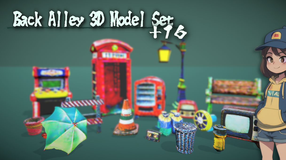 Back alley 3D model set! +16【.fbx/.unitypackage】