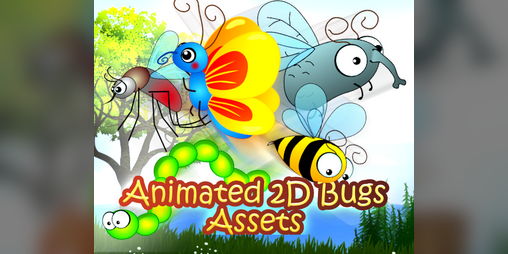 Cover image for Hand drawn animated 2D Bugs assets (housefly, butterfly, caterpillar, bee, mosquito)