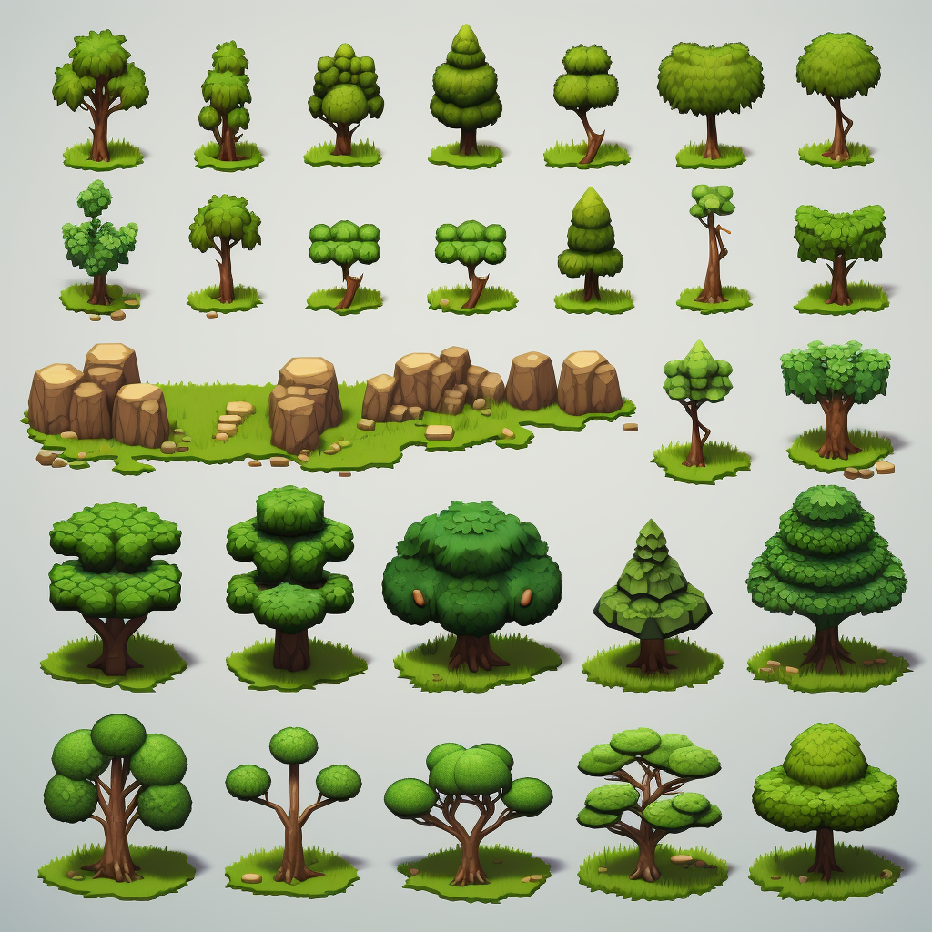 OVER 1000+ 2D Assets (trees, grass, wood, rocks)