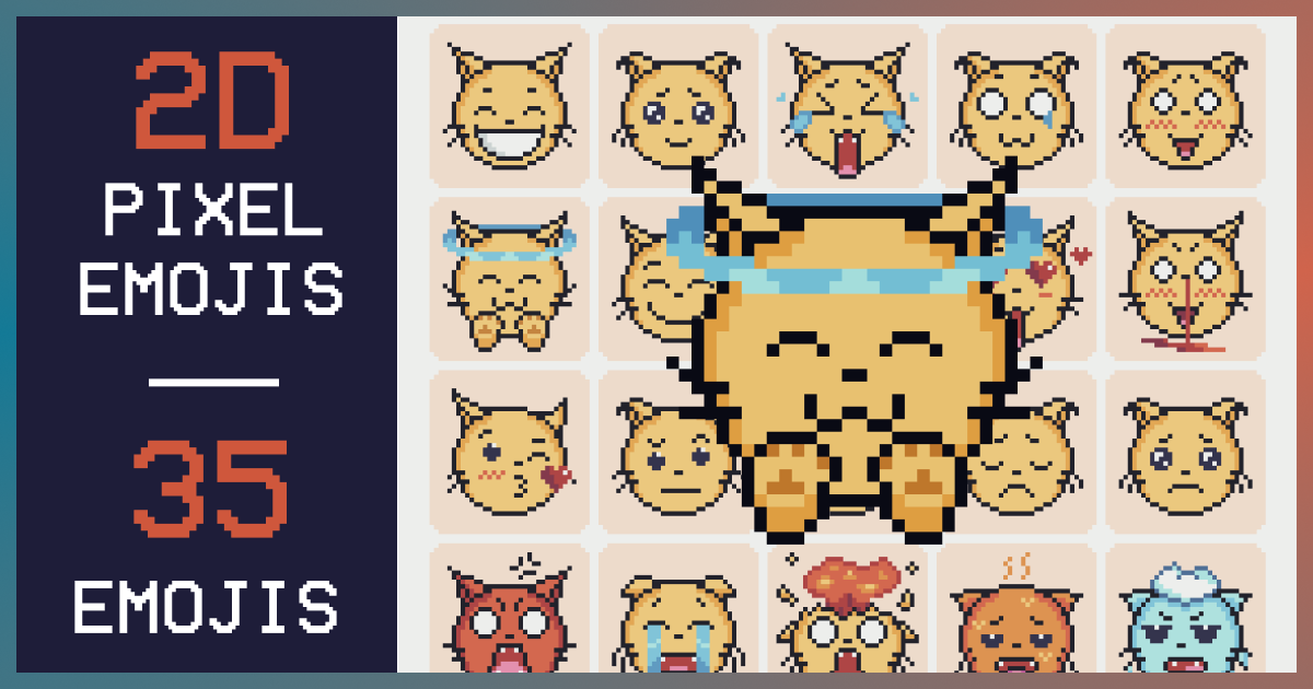 Pixel art Cat Emoji Anime Style