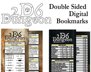 2D6 Dungeon Bookmarks (Digital)   - The two official Bookmarks for 2D6 Dungeon in Digital PDF 