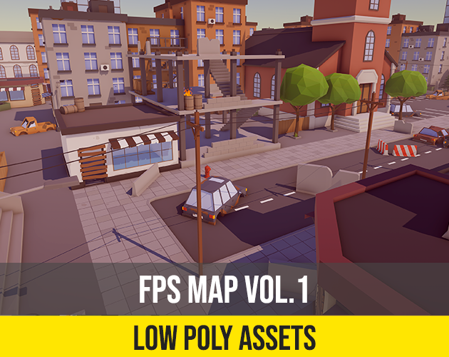 Low Poly Fps Map Vol1 - City Shooter Map By Justcreate3d