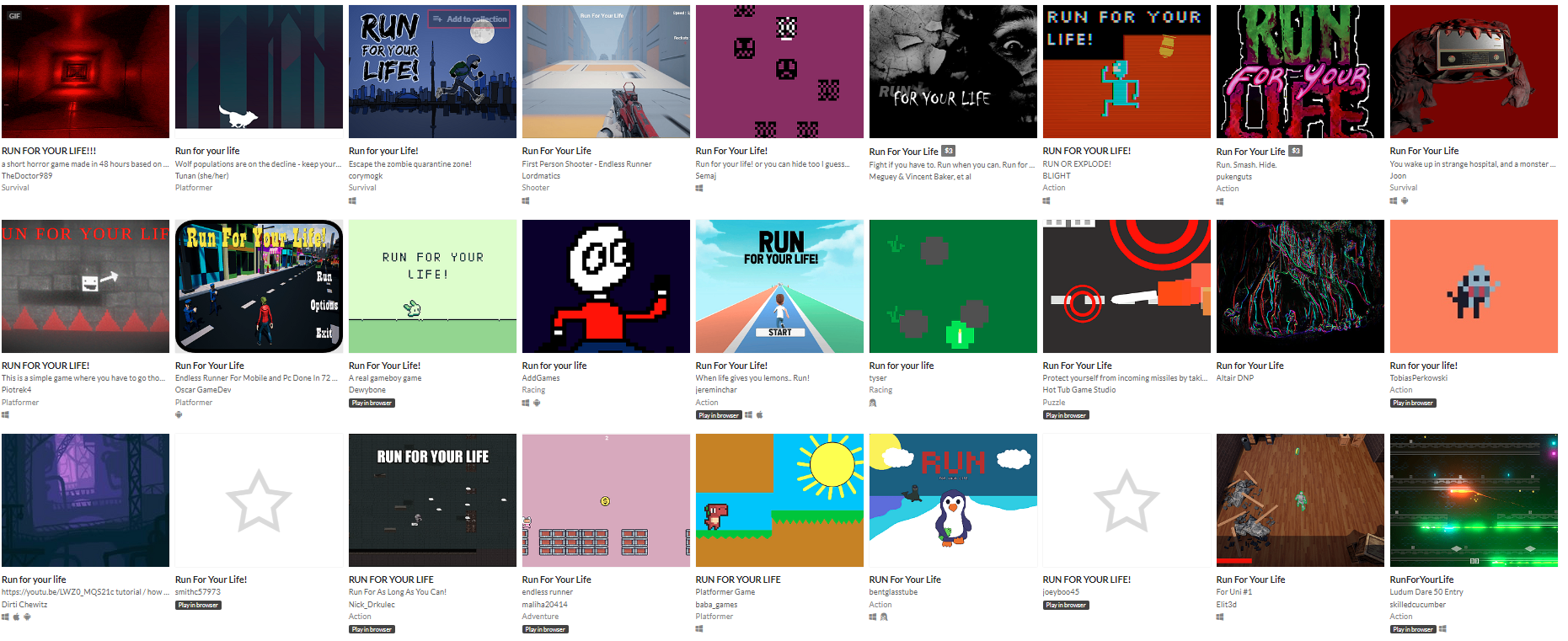 Run for your life games on Itch.io