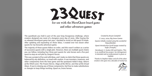 Cover image for 23Quest - Dungeon23 for the HeroQuest board game