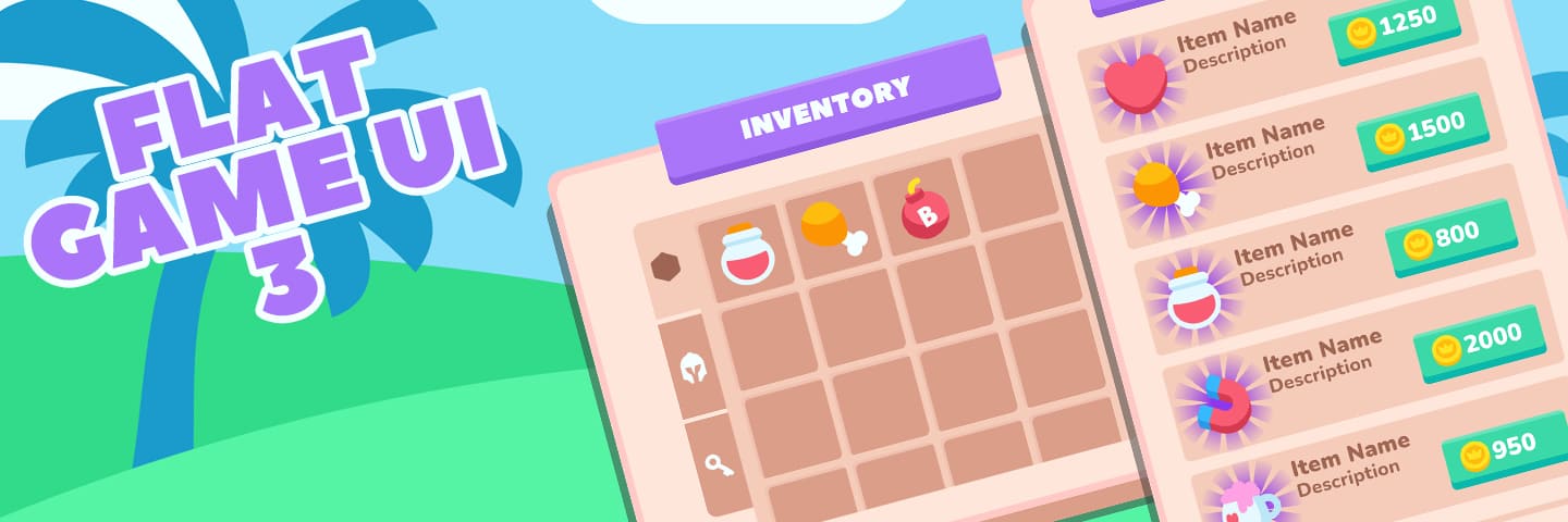 Flat GUI for mobile games 3