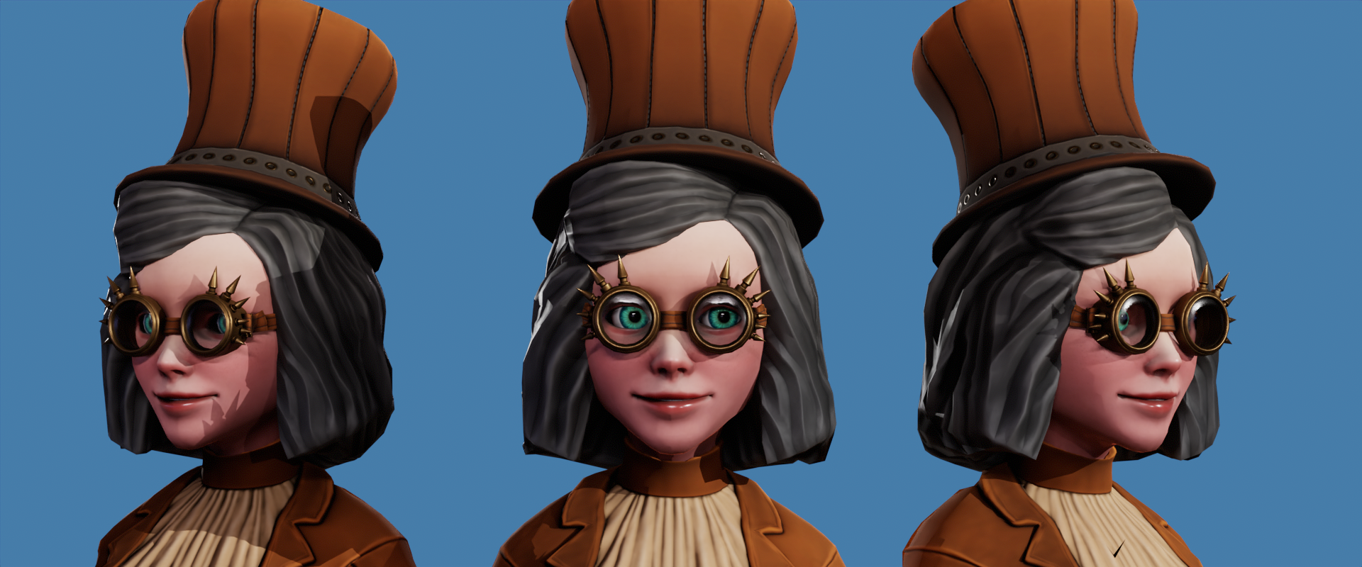 3D Steampunk Girl / Stylized Female 3D Character