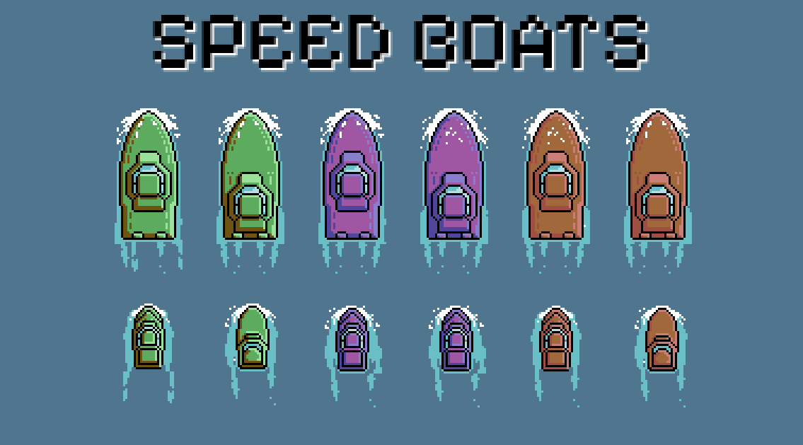 Free Pixel Art Sprite Speed Boats