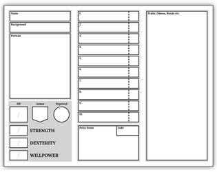 Simple Cairn Pamphlet Character Sheet   - Print and Form Fillable Sheet for Cairn 2E 