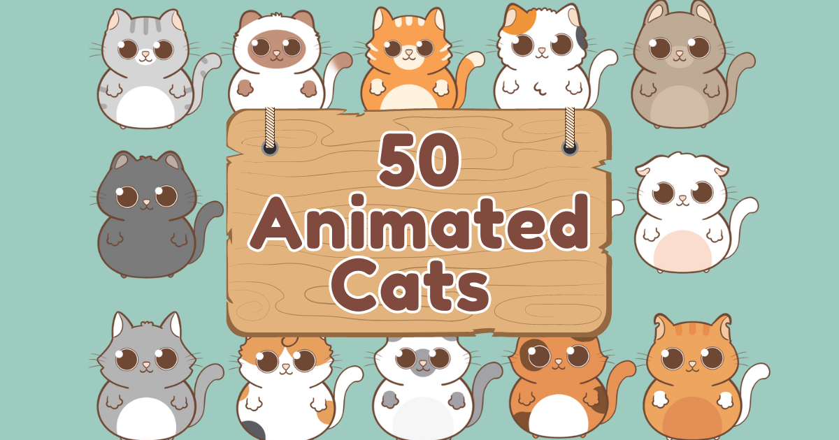 50 Animated Cats Walk and Idle animation.
