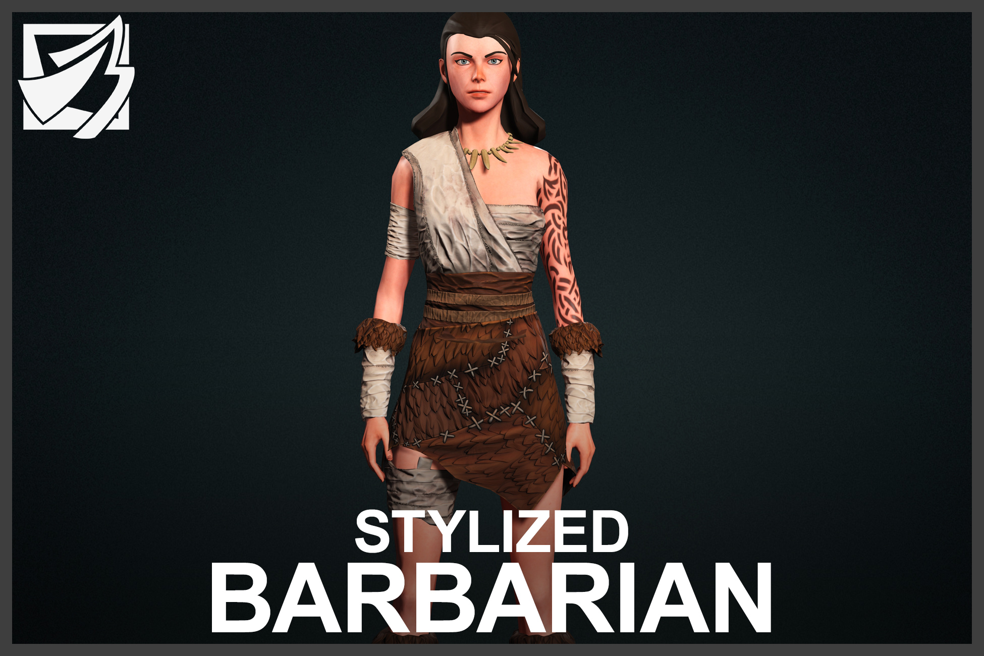 Stylized Barbarian Female 3D Character