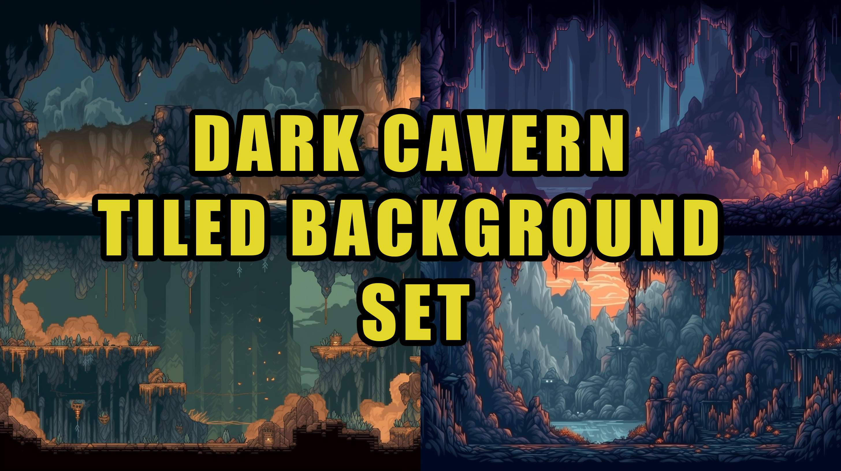 Dark Cavern Tiled Background Set by MALSER_GAMEDEV
