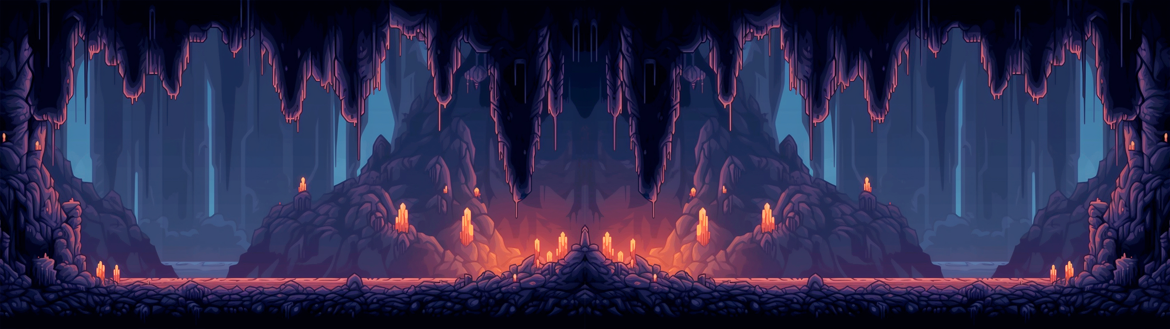 Dark Cavern Tiled Background Set