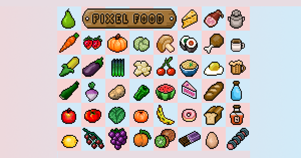2D Pixel Food Pack Retro