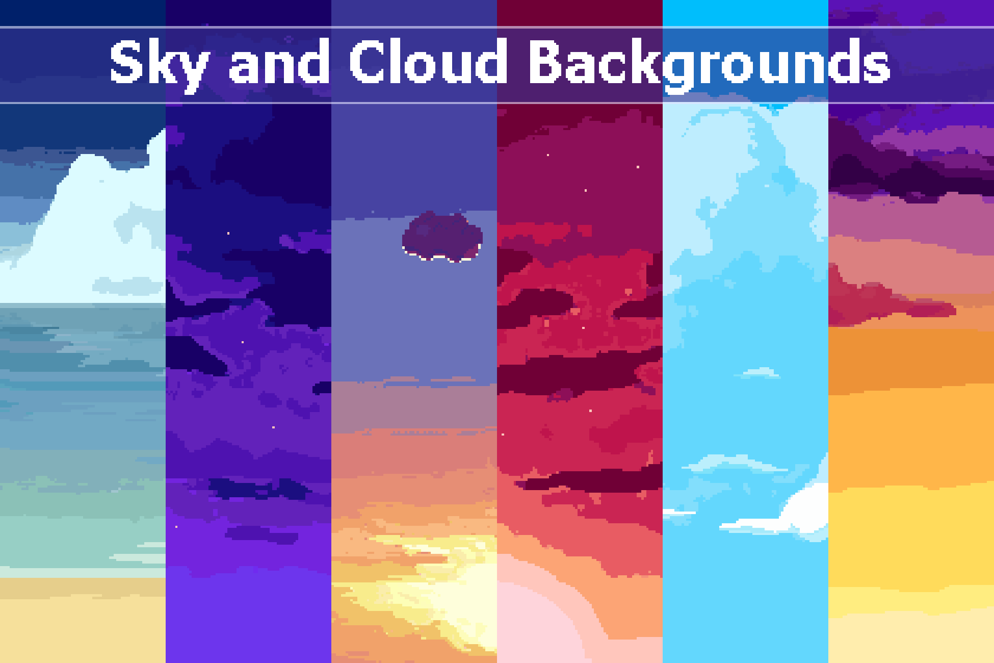2D Pixel Art Backgrounds (10 Sky & Cloud ) #3