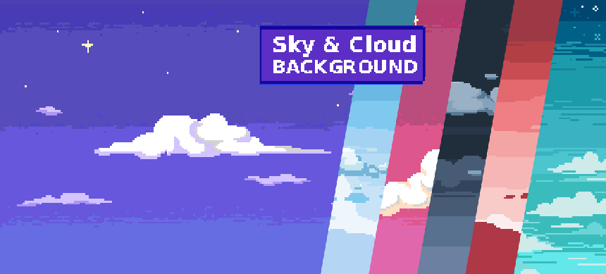 2D Pixel Art Backgrounds ( 10 Sky & Cloud ) #2