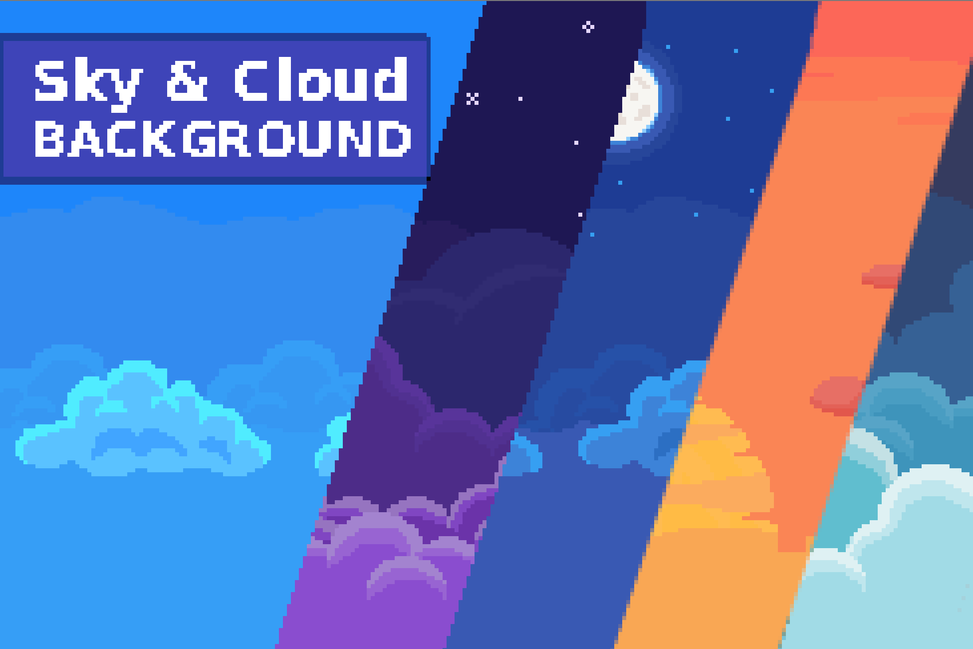 2D Pixel Art Backgrounds ( 10 Sky & Cloud )