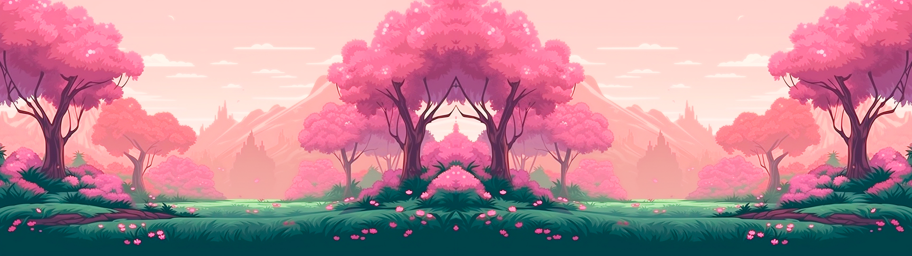 Cherry Blossom Forest Tiled Background