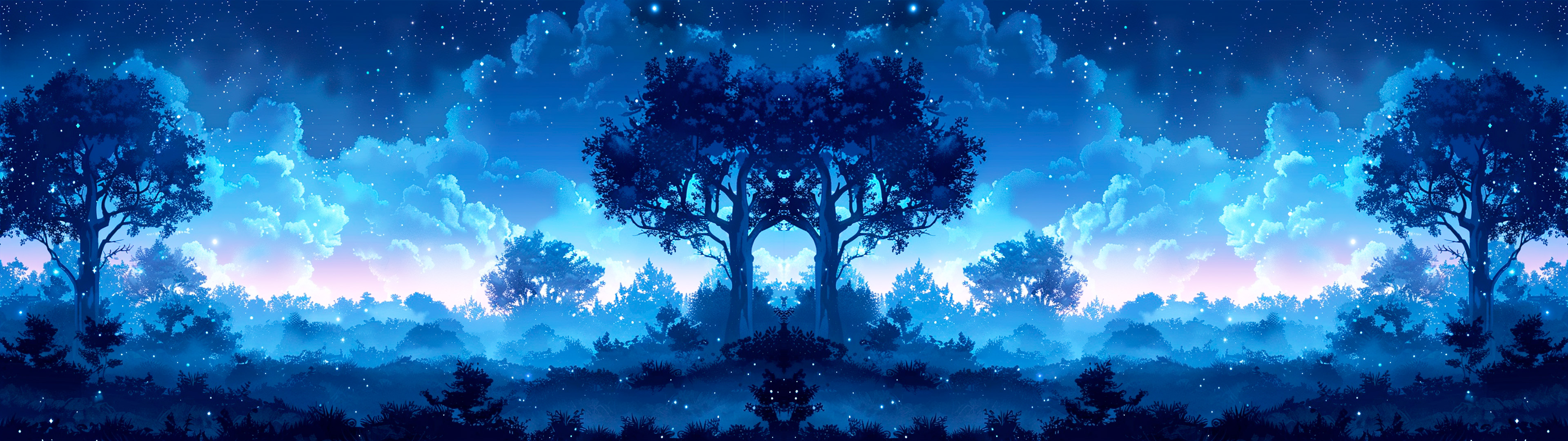 Fantasy Forest Pixel Tiled Background