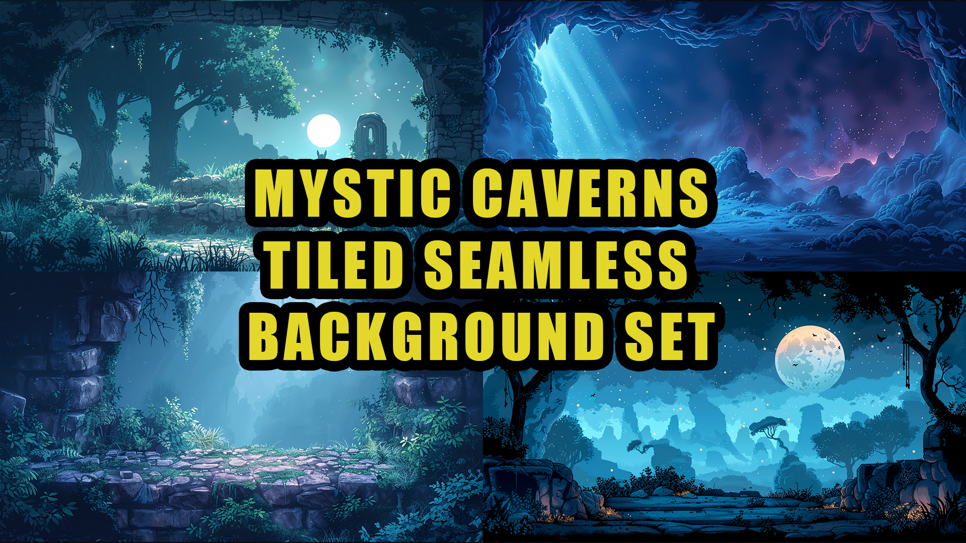 Mystic Caverns Seamless Tiled Background Set