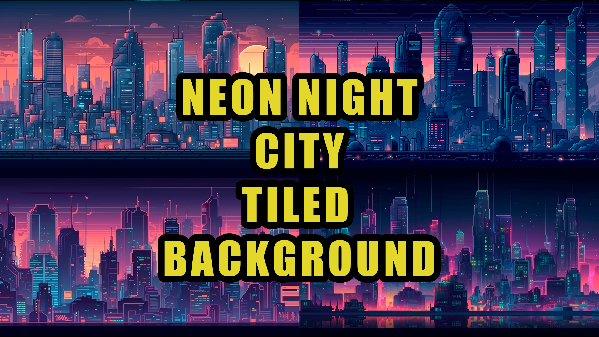Neon Night City Tiled Background
