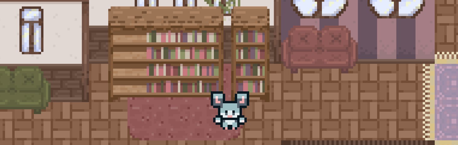 Cozy room/library pixel art tilemap 16x16