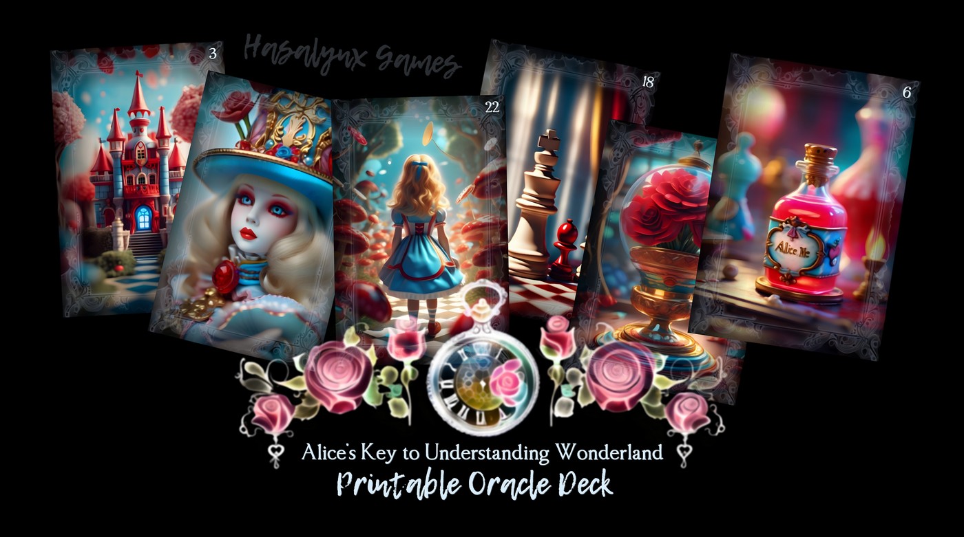 Alice's Key to Understanding Wonderland Printable Oracle Deck: 24 Cards
