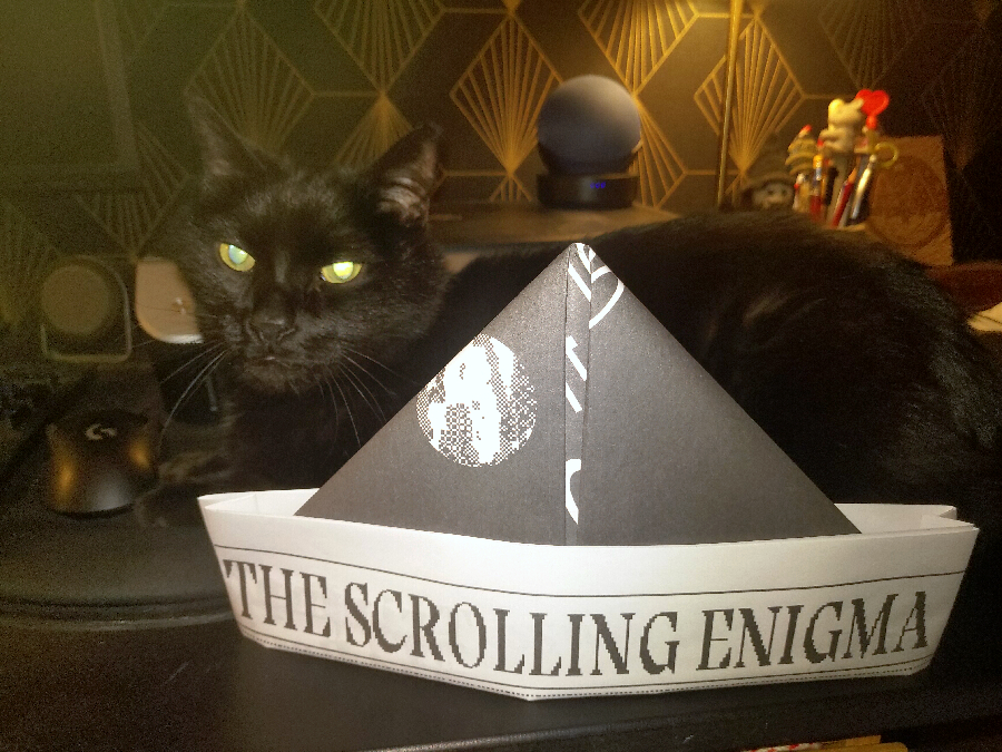 promoting a game with a cat and a newspaper