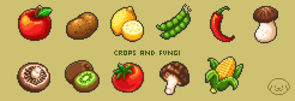 Pixel Crops and Fungi 32x32 Icons!