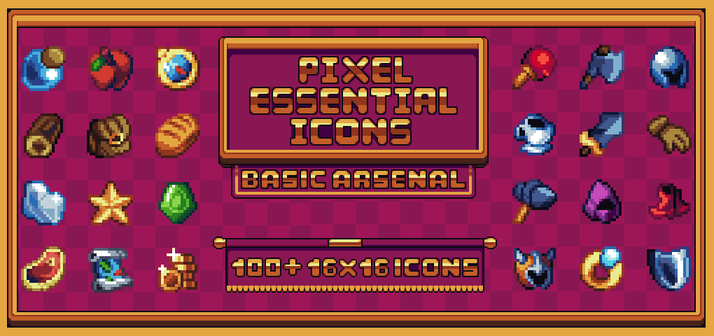 Pixel Essential Icons | Basic Arsenal 16x16