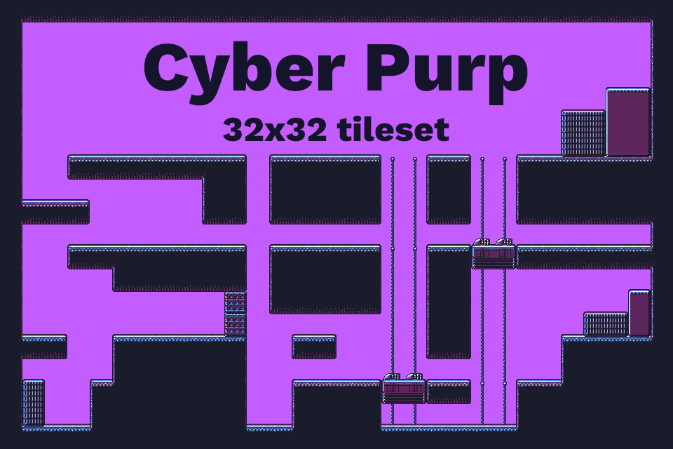 Cyber Purp 32x32 sci-fi platformer tileset