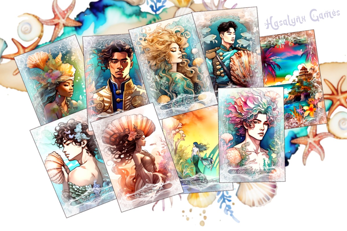 Mermaid Island Insights for Twin Flames: Printable Oracle Deck (28 Divination Cards)