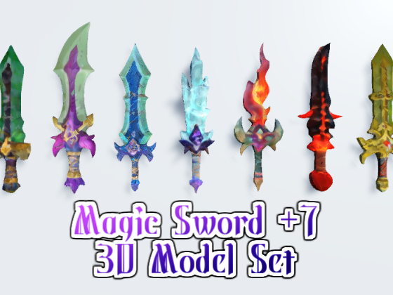 Magic Sword +7 - 3D Model Set 【Original Asset for Unity】