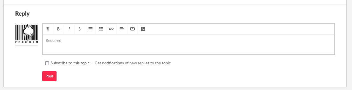 "Subscribe to this topic — Get notifications of new replies to the topic" checkbox