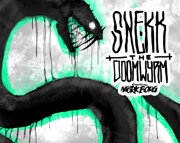 Cover image for Snekk the Doomwyrm, a monster for Mörk Borg
