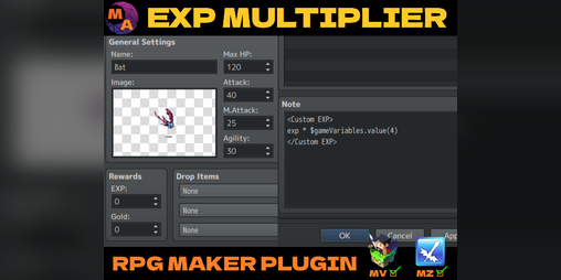 Cover image for EXP Multiplier - RPG Maker MV/MZ Plugin