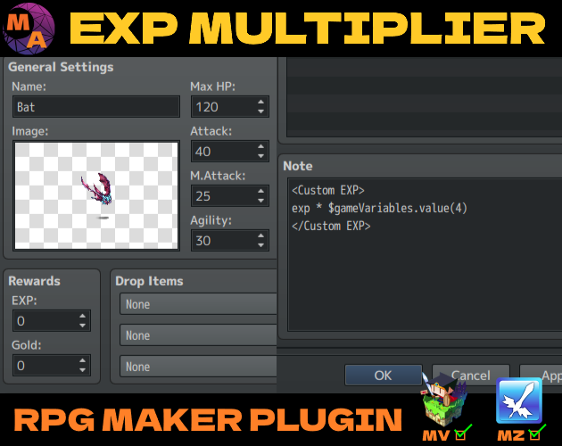 EXP Multiplier - RPG Maker MV/MZ Plugin by MythAtelier