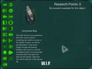 Preview of ship upgrade screen. A work in progress