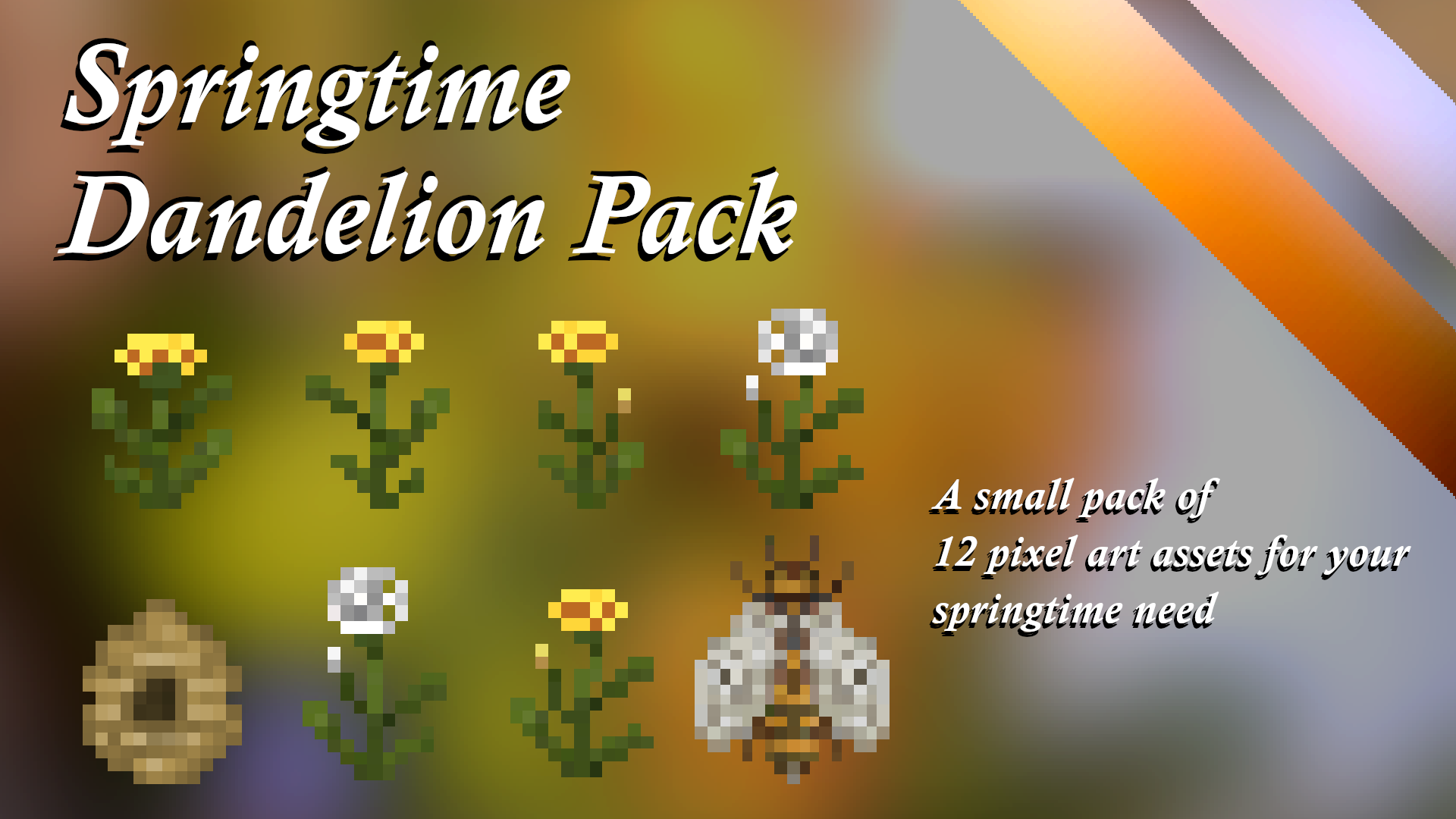 Springtime Dandelion Pixel Art Assets