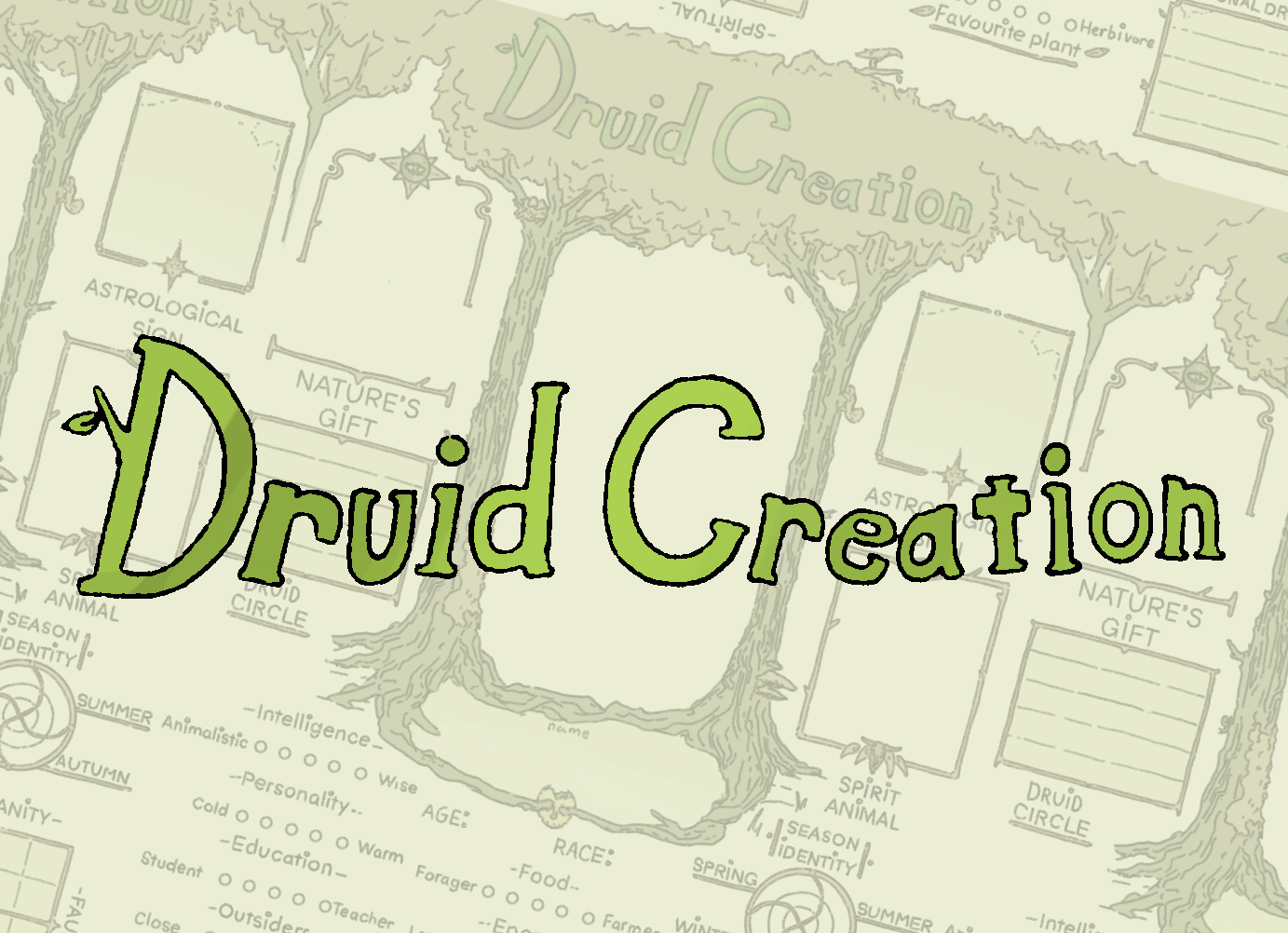 Cover image for Druid creation sheet