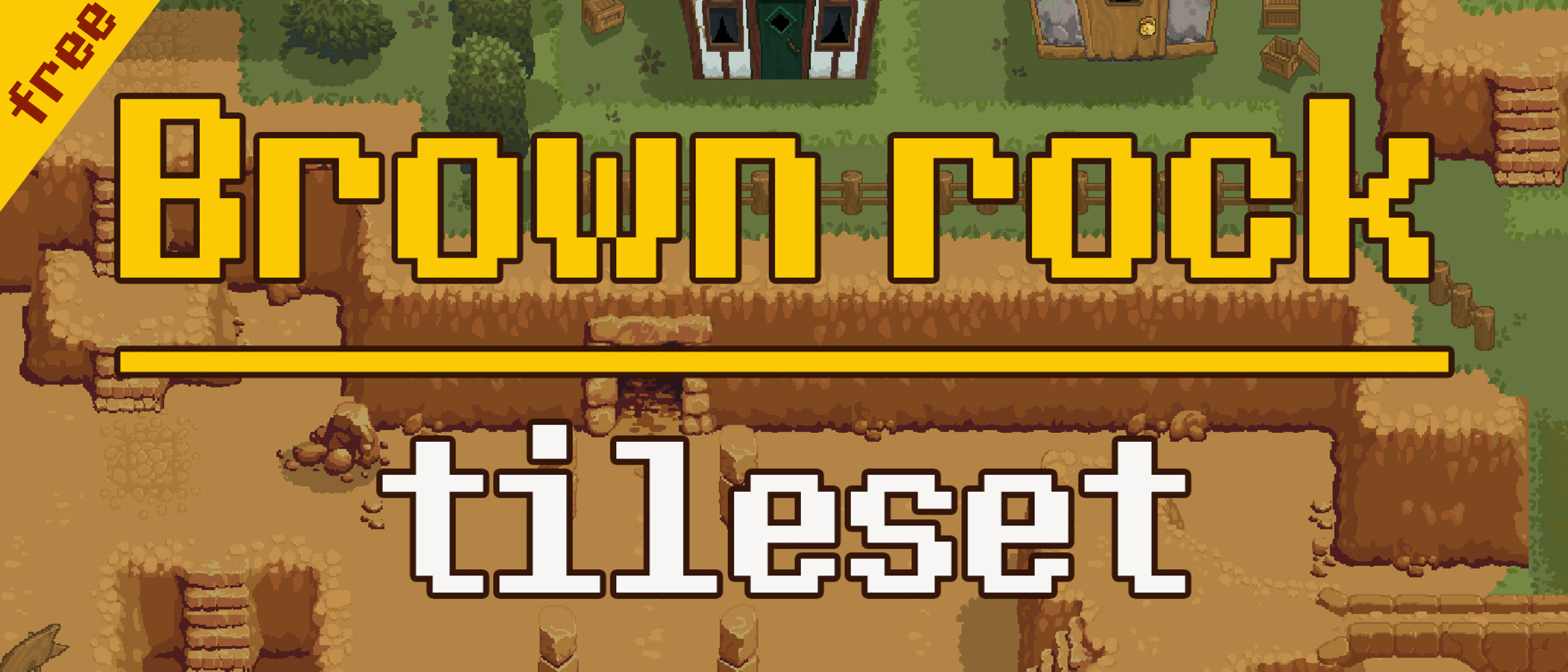 Brown Rock Tileset - Top Down RPG Pixel Art
