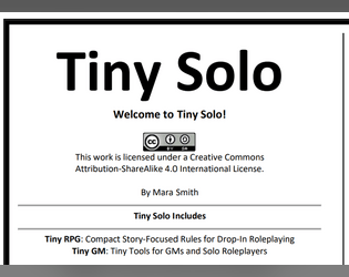 Tiny Solo   - Pocket rules and tables (4 pages) for playing solo roleplaying games in any genre or setting! 